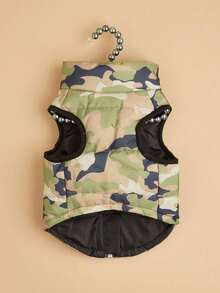 1 Áo vest cho thú cưng, thời trang ngụy trang màu sắc có khóa kéo với lỗ xỏ dây, thích hợp cho chó Poodle, mùa thu/đông - Nhiều màu - Xem 6