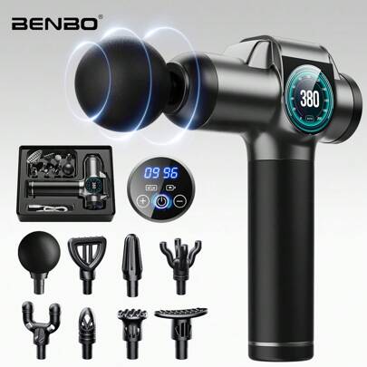  Benbo按摩枪，背部按摩器，缓解疼痛。配有多个按摩头。送礼自用皆宜。灰色和绿色可选。