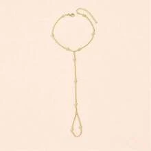 "Gold Finger Chain For Women, Unique Niche Design Hand Chain Bracelet Ring Jewelry, Minimalist Adjustable Finger Bracelet For Daily Wear And Statement Styling "