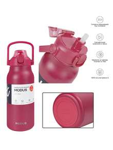 1700ml Stainless Steel Travel  Bottle With Vacuum Insulation White For Coffee Water With Handle Camping And Trail MODUS - Gỗ đỏ - Xem 6