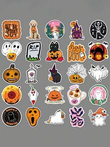 50pcs - Halloween Graffiti Personalized Cartoon Stickers, DIY Skateboard Cup Luggage Stickers Waterproof Home Decoration, Car Decoration, Bedroom Decoration, Party Gifts, Holiday Gifts, Halloween Gifts, Adhesive Materials