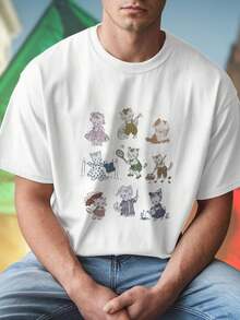 Cute Cats Doing Daily Activities Illustration T shirt uomo moda casuale divertente regalo stampa gatti carini estiva novità idea originale qualità premium vestibilità comoda offerta esclusiva shopping imperdibile