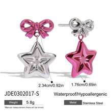 Uworld Silver Metal Heart Star Drop Earrings Stainless Steel Anti Allergy Premium Jewelry Daily Waterproof Stud Earring