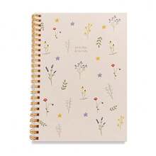 1pc A5 Spiral Notebook, Vintage Floral - Inspired Journal, Retro Cream Background With Dainty Flowers, Spiral Bound For Flexibility, Perfect Back To School Gift For Students, Charming Present For Friends School Supplies - A5 - View 1