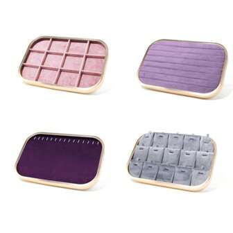 High Quality Silky Velvet Jewelry Organizer Tray With Aluminum Alloy Frame Exhibition Necklace Pendant Ring Display Tray Bracelet Earring Storage Holder 30*20Cm