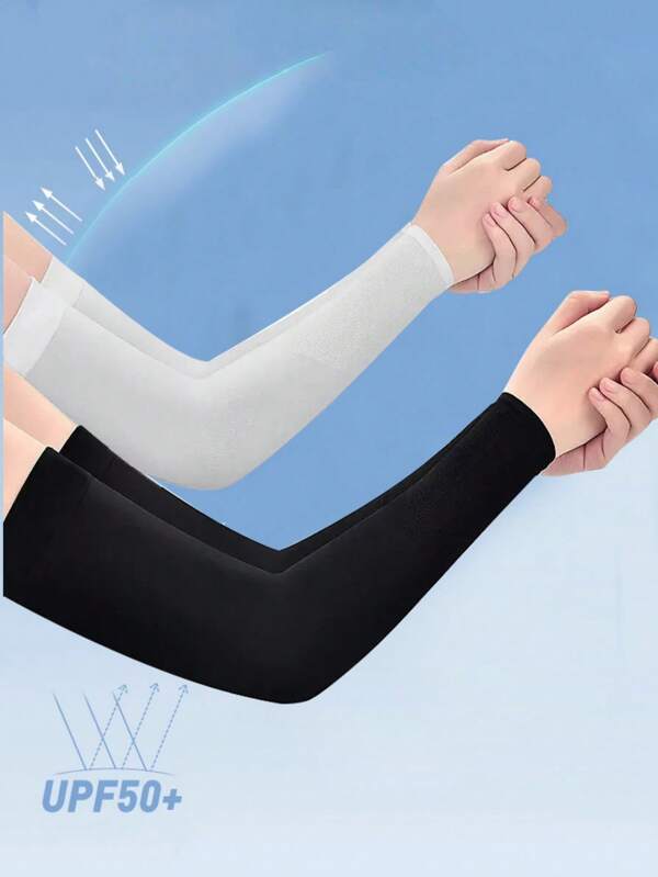1 par de mangas protectoras contra el sol de seda de hielo delgada para verano, guantes extendidos de protección femenina para conducir, protección contra rayos UV, mangas protectoras contra el sol ultra holgadas
