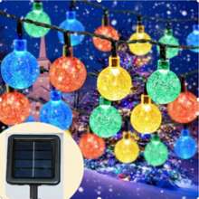 Luces de hadas con bola de cristal con energía solar | 8 modos de iluminación | Opciones de luz cálida, blanca, de colores y azul | Luces solares para exteriores IP65 con 20/50/100 LED para jardín, porche, patio, jardín de cerveza, boda, fiesta, Navidad y Halloween | Regalo perfecto para el hogar, la oficina, el dormitorio, el hotel, la fiesta, el restaurante, luces de hadas para exteriores