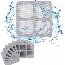 10/20 包一次性排水毛发收集器盖地漏贴纸淋浴网适用于浴室地板浴缸下水道方形过滤器自粘贴纸 3.9 * 3.9 英寸 - 銀色 - 查看 12