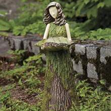 1 pezzo Scultura in resina di ragazza fata e uccelli nel bosco, decorazione da esterno per giardino, cortile e prato, ornamento in resina per decorazione casa e giardino in stile campagnolo e di divinità del bosco