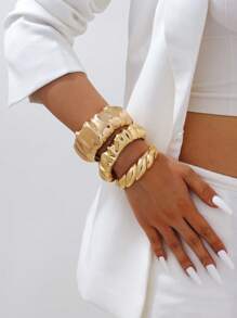 1 Set/1 pieza Elegante y delicado brazalete metálico de onda dorada con forma de gota de agua, de moda y elegante, adecuado para la calle, viajes, actividades en equipo, fotografía callejera, eventos formales, regalo de graduación