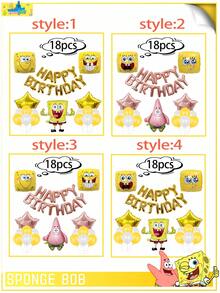 SpongeBob SquarePants 18件套海绵宝宝主题海绵宝宝和派大星铝箔气球套装 - PVC派对装饰套装，生日派对装饰，增添节日气氛 - 适用于家庭聚会、周年纪念日和节日、婚礼、生日、圣诞节、家居装饰、圣诞装饰、房间装饰、冬季圣诞装饰、圣诞礼物、圣诞装饰品 - 彩色 - 查看 3
