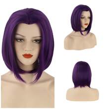 标志性的乌鸦紫色假发：精心复制角色独特的头发，提供鲜艳的色彩和迷人的形状，对于想要在活动和聚会上完美演绎乌鸦角色的粉丝来说，这是必备之选 - 紫色 - 查看 2