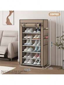 带盖鞋架，5-10 层高鞋架，大容量鞋架，节省空间，适用于衣柜、玄关、宿舍、卧室 - 彩色 - 查看 19