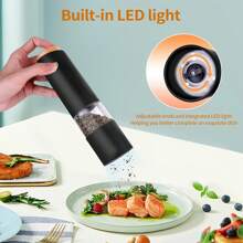Molinillo - Grosor ajustable, a batería, con luces LED, diseño transparente de 360°, adecuado para cocina y cocina al aire libre, perfecto para chefs de hogar y compradores de regalos