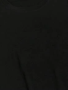 Camiseta de manga corta de unicolor casual y versátil para hombre - Negro - Ver 5