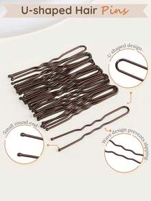 37件套少女发髻造型套装 - 2个迷你发髻定型器、10个迷你隐形发网、20个发髻夹、5个发圈 - 棕色 - 查看 6