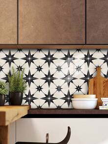 Boho Geometric Spanish Talavera Mosaic Tile Stickers 10Pcs 10/15/20/30cm Glitter Crystal Film Waterproof Oil Proof Removable No Residue Easy Clean Easy Install PVC Peel And Stick Renter Friendly Kitchen Backsplash Accent Wall Cabinet Cover Home Decor - Multicolor - View 3