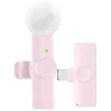 Wireless Lavalier Microphone With Noise Reduction Cover Plug-Play Professional Noise Reduction Recording Clip Mic Plug-Play 2.4G Ultra-Low Delay Built-In Noise Reduction Chip Working Time,Wireless Mic For PC,IOS, Andriod,Record Vlogs,Live Stream Pink