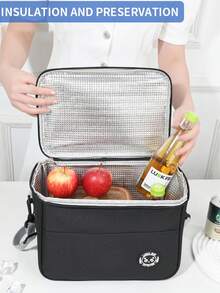 1pc/2pcs/3pcs Black Hand-Held Lunch Box Bag With Rice, Thickened Lunch Box, Insulated Meal Bag, Oxford Cloth Bento Bag, Office Worker Bento Bag - Black - View 6