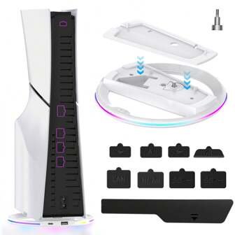 AOLION Vertikalt stativ med RGB-belysningshub för prokonsol, lämplig för /Slim