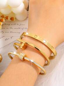 Conjunto de pulseiras versáteis e elegantes de aço inoxidável, adequado para presentes