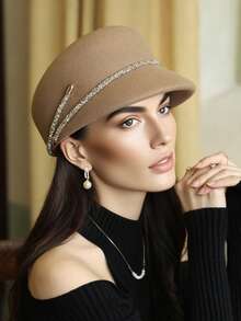 New French Wool Felt Hat For Women, Autumn & Winter, Woolen Octagonal Cap, Elegant Retro British Style Beret, Simple Fashion Warm Breathable - A - Xem 2