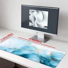 1 pezzo Tappetino mouse da gioco extra large esteso, antiscivolo, con design a strisce di marmo, tappetino da scrivania durevole, adatto per eSport, computer e ufficio, tavolo da pranzo, isola di cucina