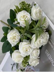 1/3/5 piezas Ramo de Flores de Rosa Artificial, Decoración del Hogar, Centro de Mesa, Prop de Fotografía, Decoración para Bodas de Jardín al Aire Libre, Corsage de Muñeca para Novias, Decoración de Fiesta, Adorno de Año Nuevo, Arreglo de Rosas