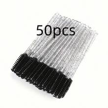 50pcs Multifunctional Color Eyelash Comb Makeup Brush Eyebrow Comb Dual-Purpose Spiral Brush Grafted Eyelashes Beauty Tools - 黑色 - 查看 2