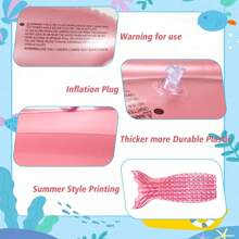 1pc Adult Inflatable Bed (Feed On Pump), King 65 ", Mermaid Floating Board, Floating Appliance, Thickened PVC Material, Suitable For Pool Parties And Beach. Holiday Party Gifts For Multiple People
