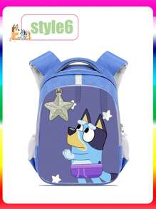 Bluey حقيبة ظهر بلوي، حقيبة مدرسية كرتونية سعة كبيرة، حقيبة مدرسية خفيفة الوزن وعادية