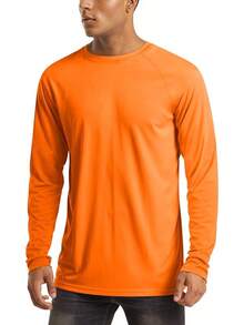 Men's Long Sleeve Shirts UPF 50+ UV Sun Protection Athletic Shirts For Hiking Running Workout Rash Guard-2025 - Orange - View 1