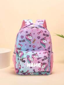 Individueller Schulanfang Einhorn Dinosaurier Mini Rucksack, personalisierter Name oder Feiertagsgruß Muster. Gestalte deinen eigenen Rucksack. Modisch lässig, vielseitig süßer Cartoon Einhorn Dinosaurier Bagger Baustellenfahrzeug Muster Rucksack. Leichter Münzbeutel, perfekt für Teenager für den täglichen Gebrauch, Ausflüge, Reisen und Einkaufen. Druckmusterposition zufällig - Text 2 - Übersicht 17