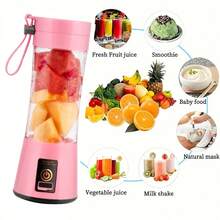 380ml Portable Blender Cup, Electric USB Juicer, Mini Blender, Suitable For Milkshakes And Salads, Juicing, Six-Blade, Powerful Stirring, Very Suitable For Stirring Use - Hồng - Xem 3