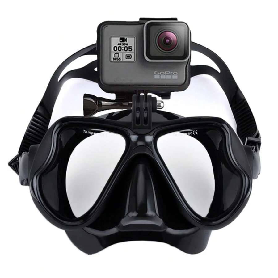 JoyMaySun Máscara Subacuática Profesional Cámara Máscara de Buceo Gafas de Natación Snorkel Buceo Soporte de Cámara Para GoPro - Negro - Ver 1