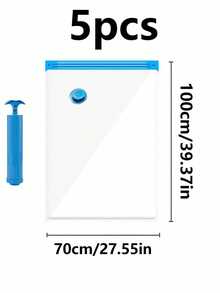 Vacuum Storage Bag 1/5 PCS Vacuum Storage Bag + 1 Pump, Compression Travel Storage Bag, Can Store Bedding Pillows Quilts Wardrobe Coats School Season Clothing Storage Organization