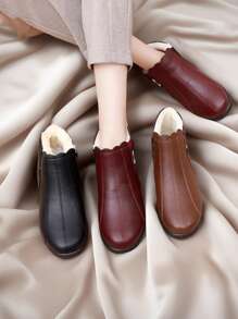 Women Winter Warm Wear-Resistant Short Boot, Fashionable & Versatile Snow Boot, Retro Ankle Boot, Christmas Gift For Mom