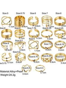 22pcs Unique Design Heart & Butterfly Knuckle Rings Set For Women