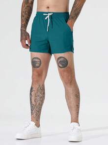 1 quần short thể thao co giãn cho nam, quần bóng rổ tập luyện chạy bộ nhẹ, mùa xuân/hè - Màu xanh lam - Xem 2