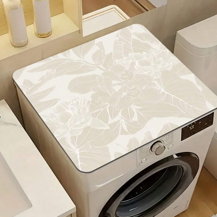 1 件佩吉图案洗衣机和烘干机顶盖垫，硅藻土，洗衣机防尘罩，厨房配件，防滑，适用于洗衣房、浴室、家居装饰和房间装饰 - 杏色 - 查看 1