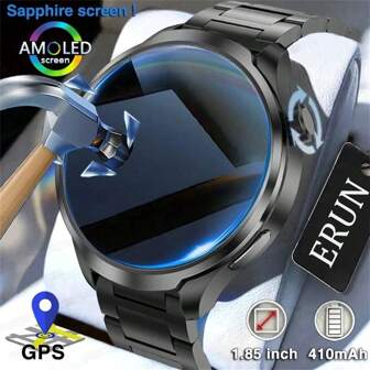 Nuevo reloj inteligente deportivo para exteriores GT4 2025 para hombres y mujeres, pantalla táctil completa de 1.85 pulgadas (4.7 cm), llamada Bluetooth, control de acceso NFC, brújula, brazalete inteligente impermeable IP67, múltiples modos de ejercicio, monitor de frecuencia cardíaca/sueño y actividad física, adecuado para Android/iOS. Mejor regalo
