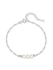 1PC 925 Sterling Silver Women's Chain Bracelet Freshwater Pearl Bracelet Jewelry Gift - Bracelet - View 7