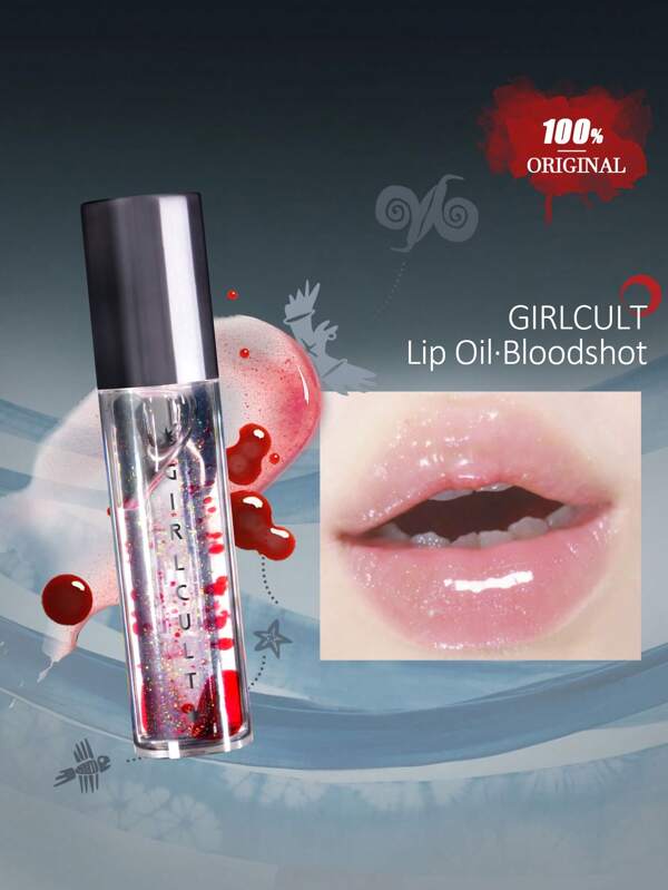 GIRLCULT Aceite de labios Bloodshot, Plumper jugoso, Potenciador de labios profundo, Gotero degradado, Brillo natural de uso diario, No pegajoso, Suavizante, Tapa magnética, Fijación rápida, Color de cita nocturna, 3.8ml/0.13fl.Oz