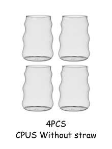 1个550毫升玻璃咖啡杯（不含吸管），创意波浪纹玻璃杯，优雅咖啡杯，夏季果汁杯，透明冷饮杯，独特简约饮具，适用于冰咖啡、奶茶、水，居家办公皆宜，精美礼品，母亲节礼物，送给朋友、同事、妈妈的理想之选，适合女性，可盛装奶茶及其他饮品，返校用品 - 無色 - 查看 9