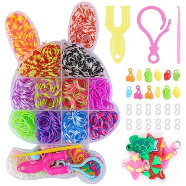 Juegos de pulseras hechas a mano, con bandas de goma de colores para telar, kit de refill para hacer pulseras DIY creativas, incluye accesorios como cuentas, regalo perfecto para principiantes en joyería y manualidades, material de plástico duradero, regalo de Halloween o Navidad