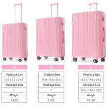 MERAX Luggage Sets 3 Piece, Hard Shell ABS Lightweight Durable Suitcases With Double Spinner Wheels 20/24/28 Inch (Pink) - 粉紅色的 - 查看 2