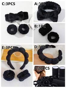 一套护肤头带和腕带，蓬松SPA化妆头带，方便洗脸，柔软舒适，是女性旅行和上学的必备单品，可爱发圈和护肤配件，非常适合万圣节装扮，也是送给女性的贴心生日礼物和圣诞节礼物。