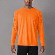 Men's Long Sleeve Shirts UPF 50+ UV Sun Protection Athletic Shirts For Hiking Running Workout Rash Guard-2025 - Orange - View 8