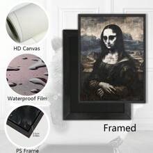 1pc Dark Gothic Halloween Decor Slot L‑Frame Wall Art Decor – Mysterious Mona Lisa Poster, Easy Hang & Clean, Wall Art For Living Room/Bedroom/Office/Studio, Halloween Gift Home Decor Fall Decor Room Decor