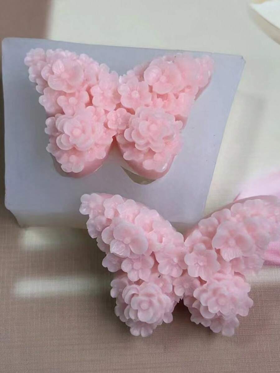 1pc Butterfly Shaped Candle Silicone Mold, DIY Holiday Atmosphere Butterfly Shaped Wax, Plaster, Resin Decoration Mold - White - View 1